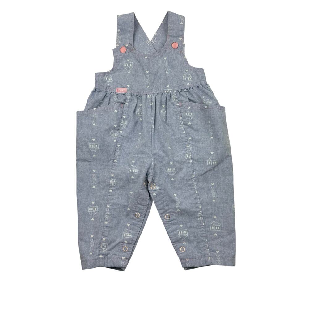 Vintage Lee Baby Girls Hearts & Houses Overall Romper